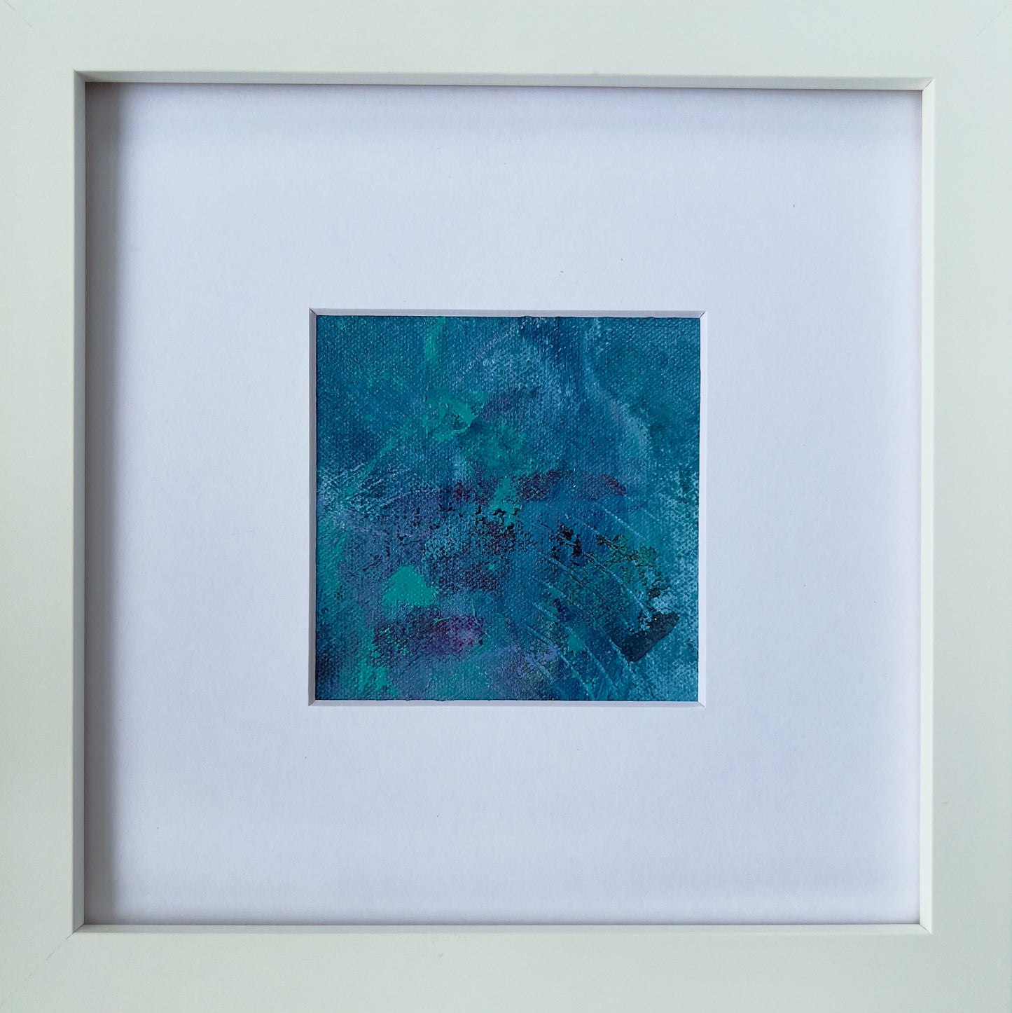 Aquamarine Polyphony 1 | 4"x4" Painting in 11"x14" Mat