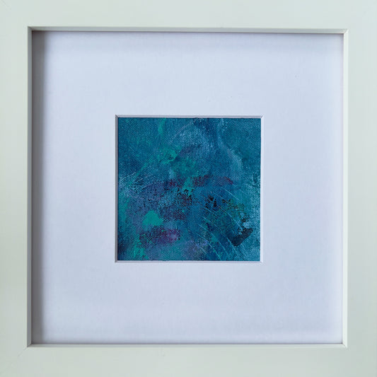 Aquamarine Polyphony 1 | 4"x4" Painting in 11"x14" Mat