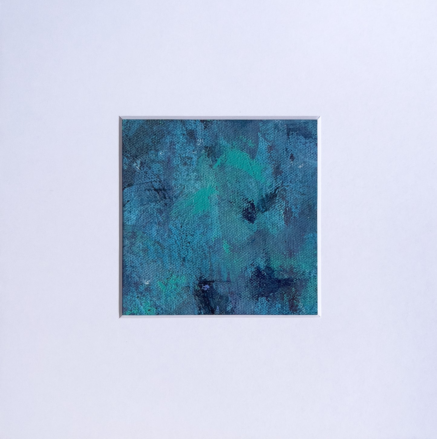 Aquamarine Polyphony 5 | 3.5" x 3.5" Painting in 8"x8" Mat